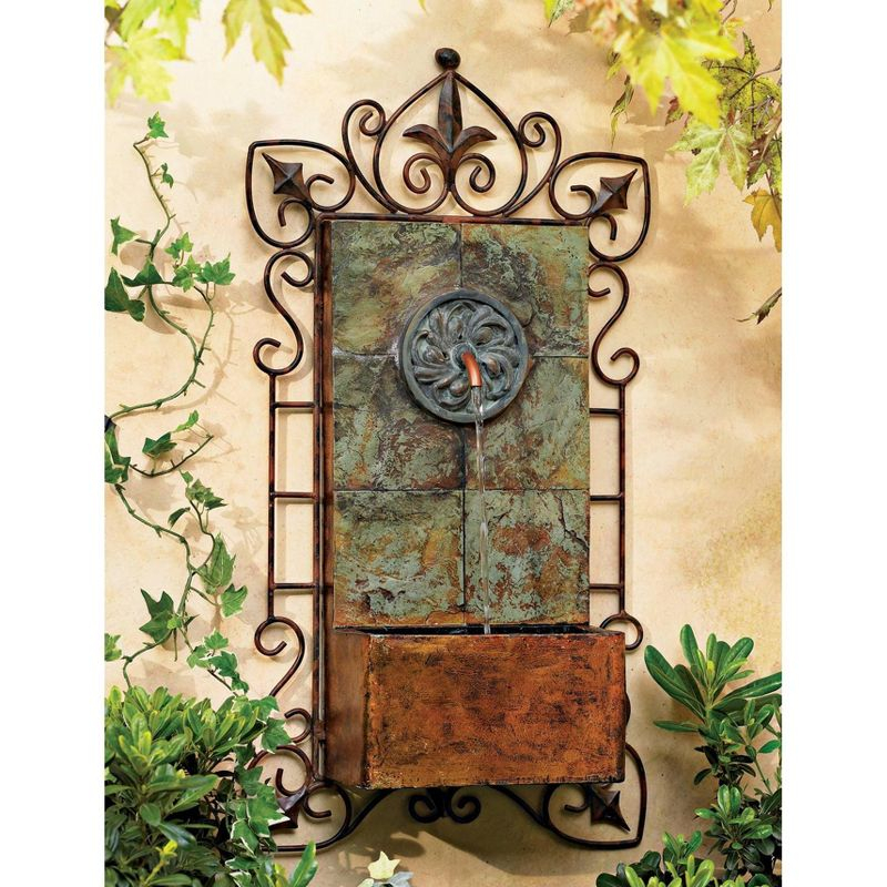 John Timberland Ibizi Rustic Outdoor Wall Water Fountain with LED Light 33" for Yard Backyard Garden Patio Home Deck Porch House Exterior Balcony Roof