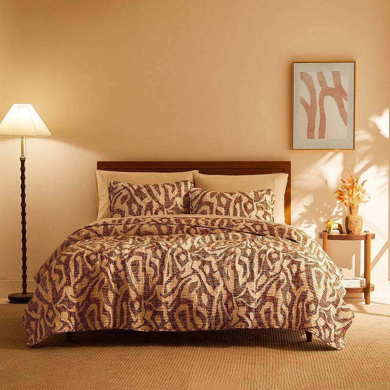 Southshore Fine Living Oversized Khari Lightweight 3-Piece Quilt Set Rust Full / Queen