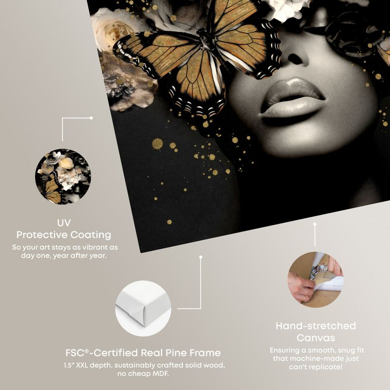Art Remedy Butterfly Golden Goddess Gold Fashion Wall Art, 20" x 24", Gallery Wrapped