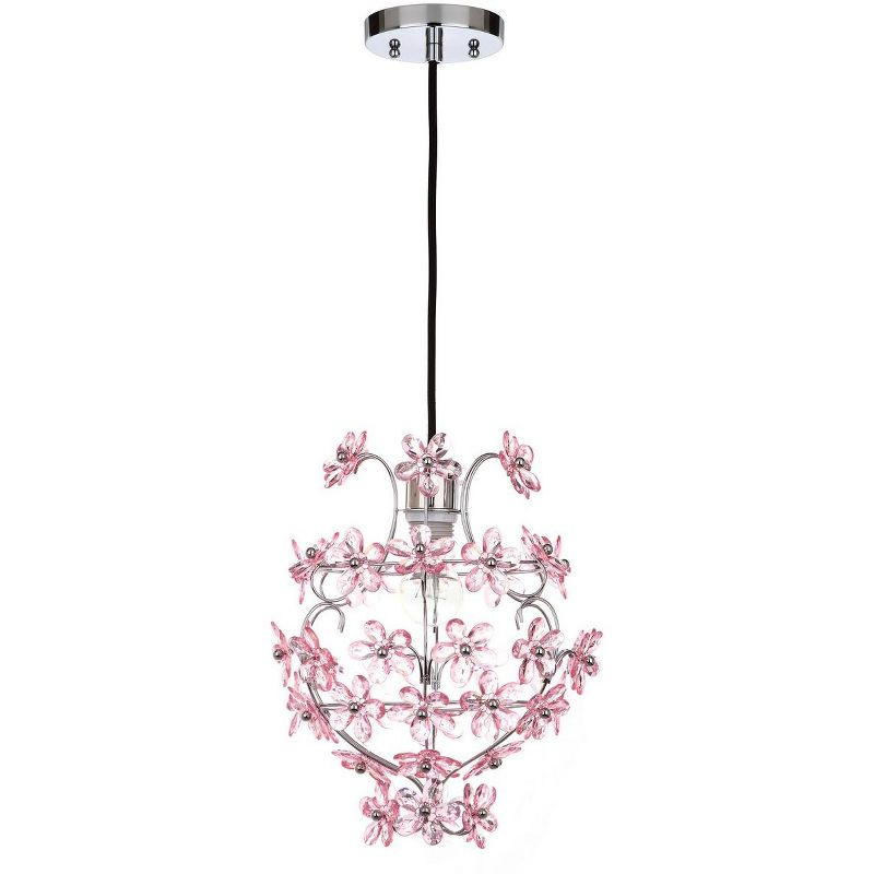 Raz Floral Pendant Lamp - LIT4487 - Chrome - Safavieh