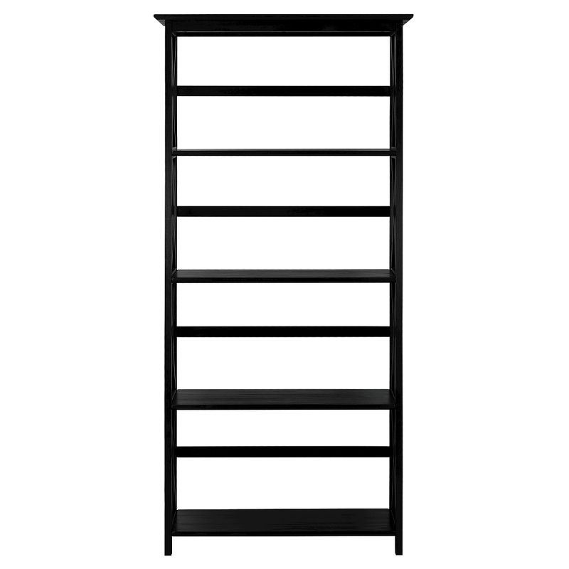 63" Montego 5 Shelf Bookcase Black - Flora Home: Solid Wood, Mid-Century, Wall Mount