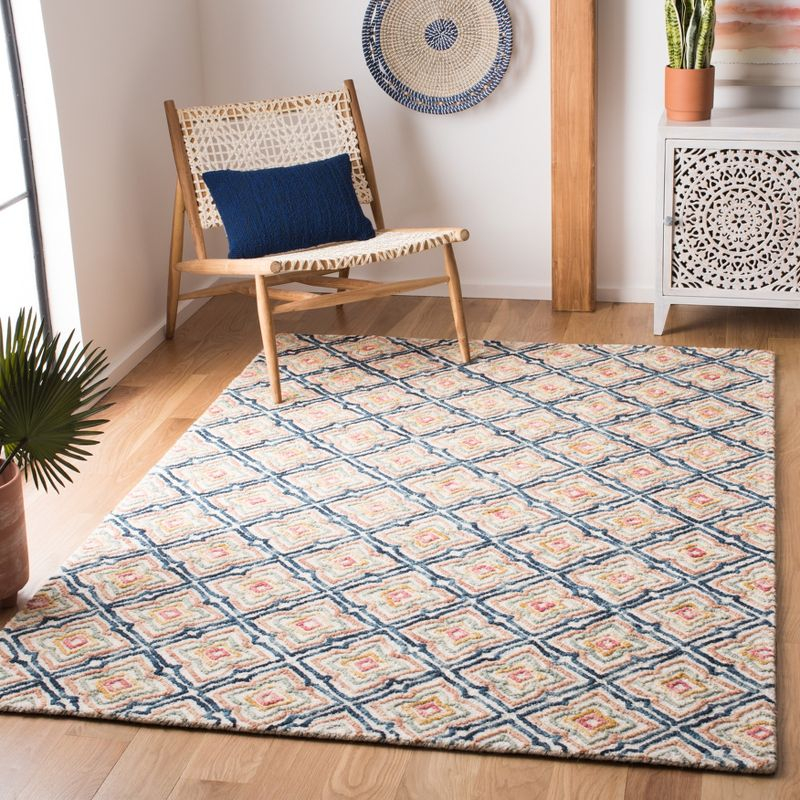 Trace TRC512 Hand Tufted Area Rug - Ivory/Navy - 5'x8' - Safavieh.