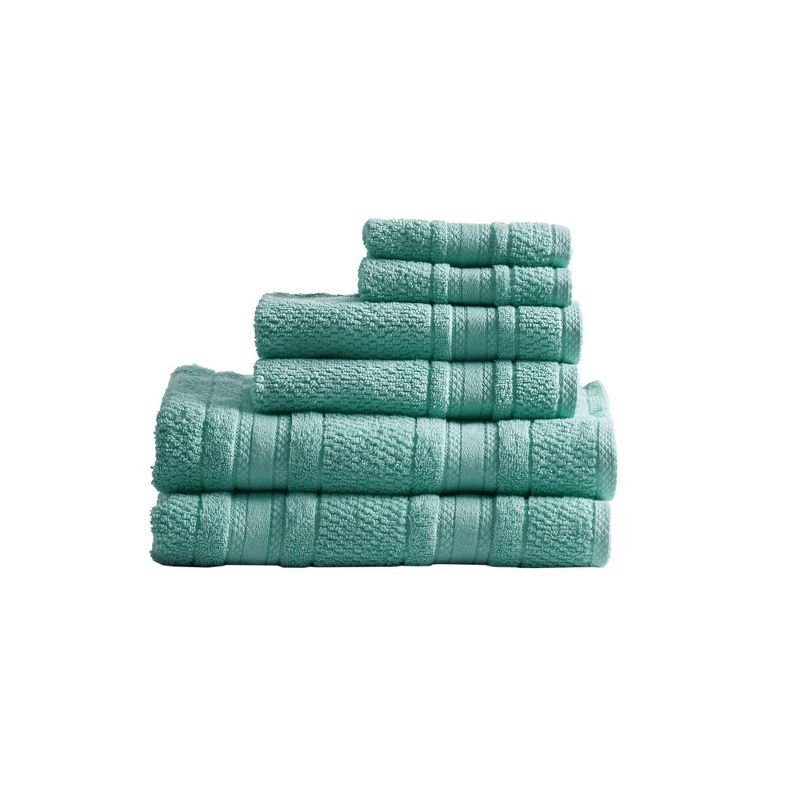 6pc Roman Super Soft Cotton Bath Towel Set Teal: Madison Park, Lightweight Terry, OEKO-TEX Certified