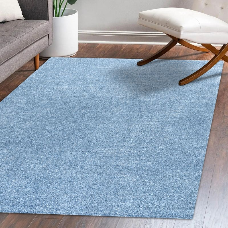 8'x10' Haze Solid Low-Pile Area Rug, Classic Blue - JONATHAN Y