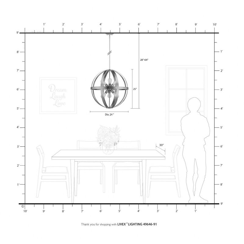 Livex Lighting Stoneridge 6 - Light Pendant in  Brushed Nickel
