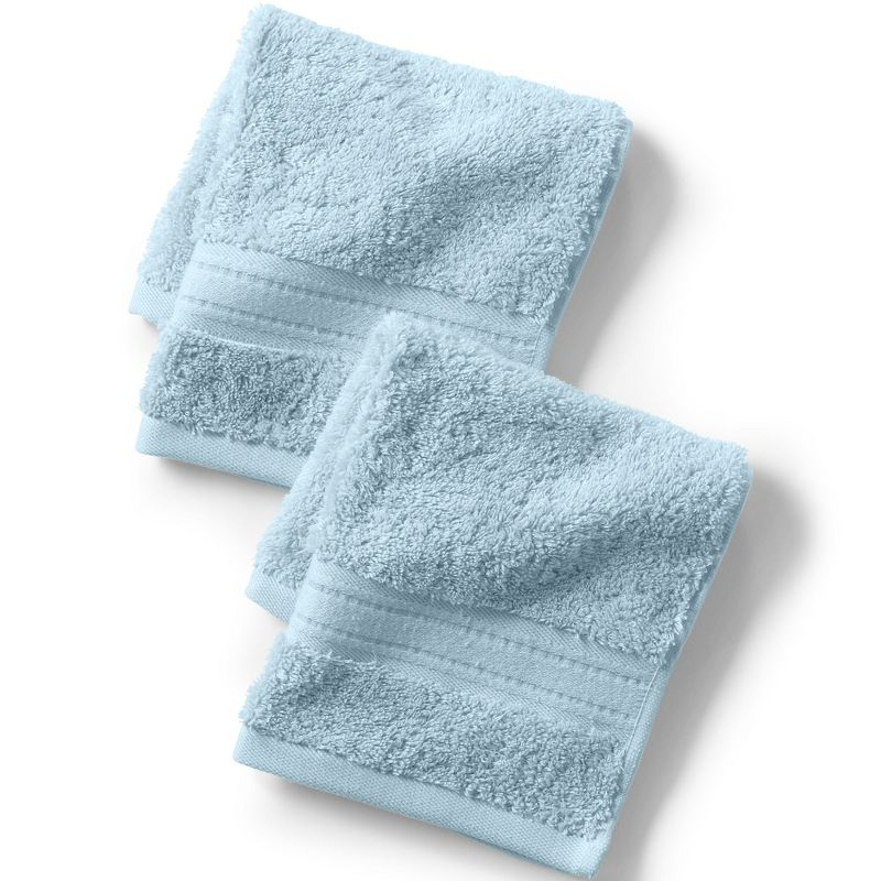 Lands' End Premium Supima Cotton 2-Piece Washcloth Set - Washcloth Set - Dusty Blue