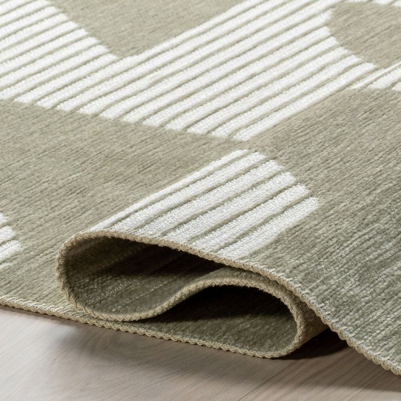 nuLOOM 4' x 6' Versa Collection Reversible SuperiorWash Machine Washable Stain-Resistant Indoor Area Rug, Grania Light Green
