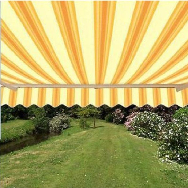 ALEKO FAB13X10MSTRY315 Retractable Awning Fabric Replacement 13 x 10 Feet Multi-Stripe Yellow