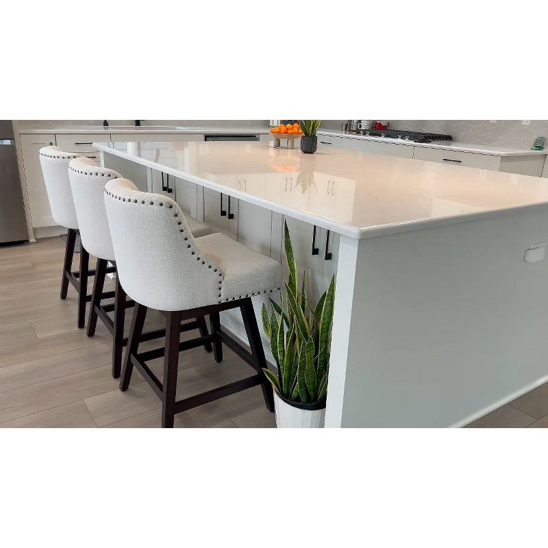 Arceso Bar Stools Set of 2, 26 Inch Swivel Counter Stools with Back, Faux Leather Upholstered Barstools, Solid Wood Legs with Footrest,  for Kitchen