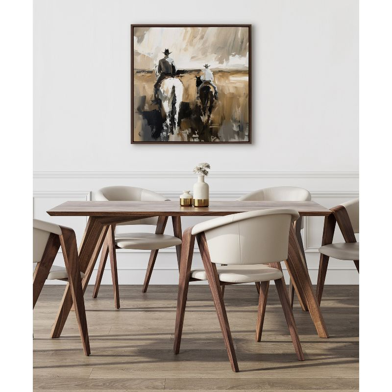 Kate & Laurel All Things Decor 30"x30" Sylvie Cowboy Horseback Neutral 2 Framed Canvas by Creative Bunch Brown