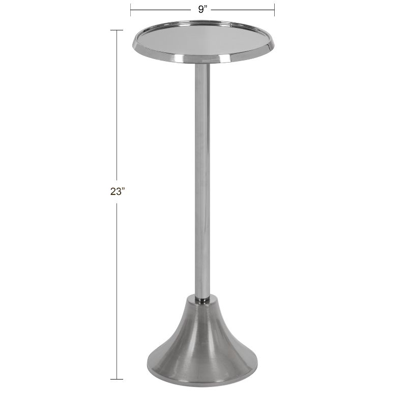 Kate and Laurel Sanzo Round Metal Drink Table, 9x9x23, Silver
