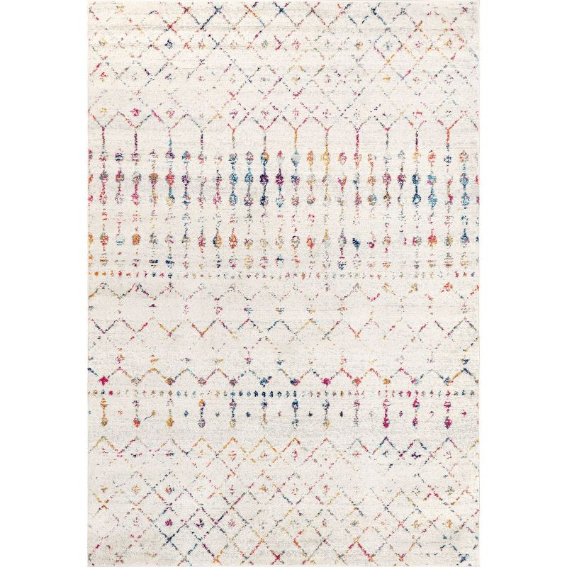 Nuloom 6 Square Moroccan Blythe Indoor Area Rug, Light Multicolor, Faded Bohemian Design, Stain Resistant, BedroomLiving Room, Kitchen,