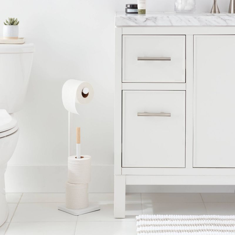 Freestanding Toilet Paper Holder Matte White - Brightroom™: Steel Construction, 22.99" Height, Bathroom Storage