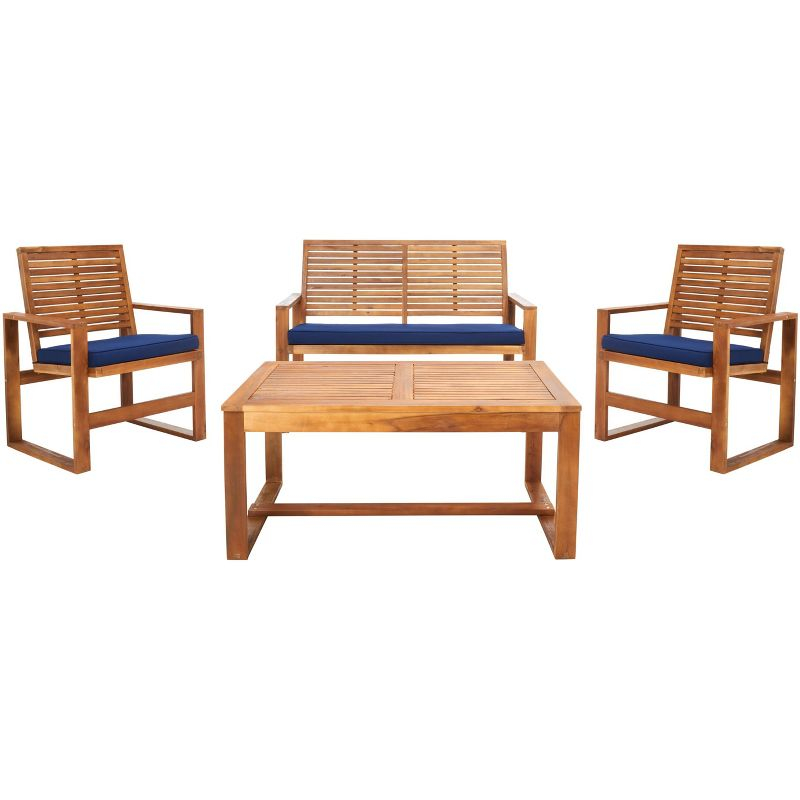 Ozark 4 Piece Set - Indoor/Outdoor - FOX6007 - Natural/Navy - Safavieh
