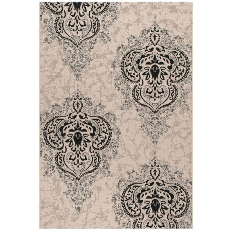 Courtyard CY7926 Power Loomed Indoor/Outdoor Area Rug - Cream/Black - 5'3"x7'7" - Safavieh.