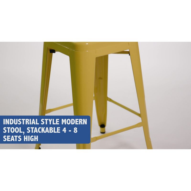 Flash Furniture Commercial Grade 24" High Backless Orange Metal Indoor-Outdoor Counter Height Stool with Square Seat