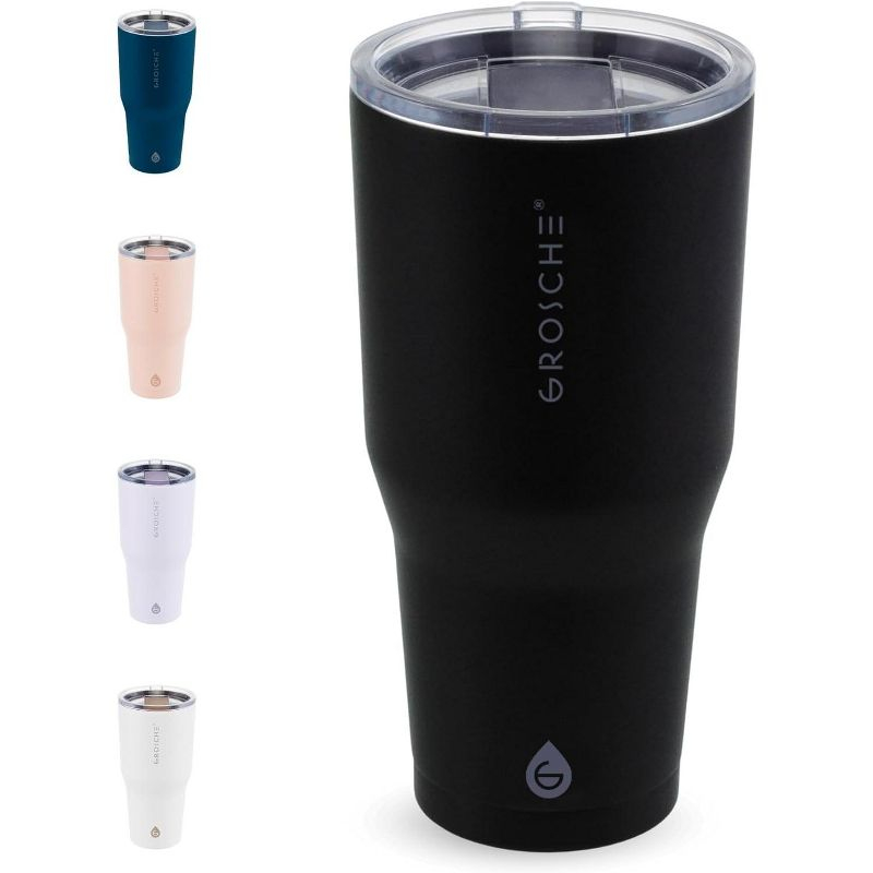 GROSCHE YUKON 20 OZ Insulated Travel Mug, Coffee Tumbler with Slider Lid, Graphite Black