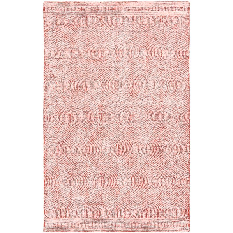 Abstract ABT340 Handmade Indoor Area Rug - Ivory/Red - 4'x6' - Safavieh