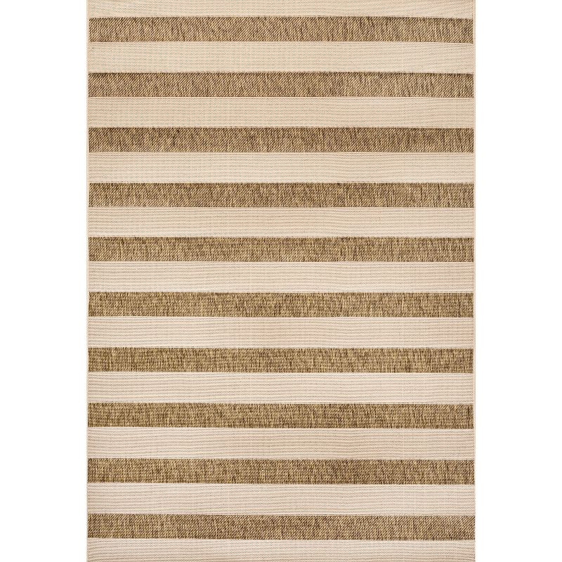3'x5' Aveiro Wide Stripe Indoor/Outdoor Area Rug, Beige/Brown - JONATHAN Y