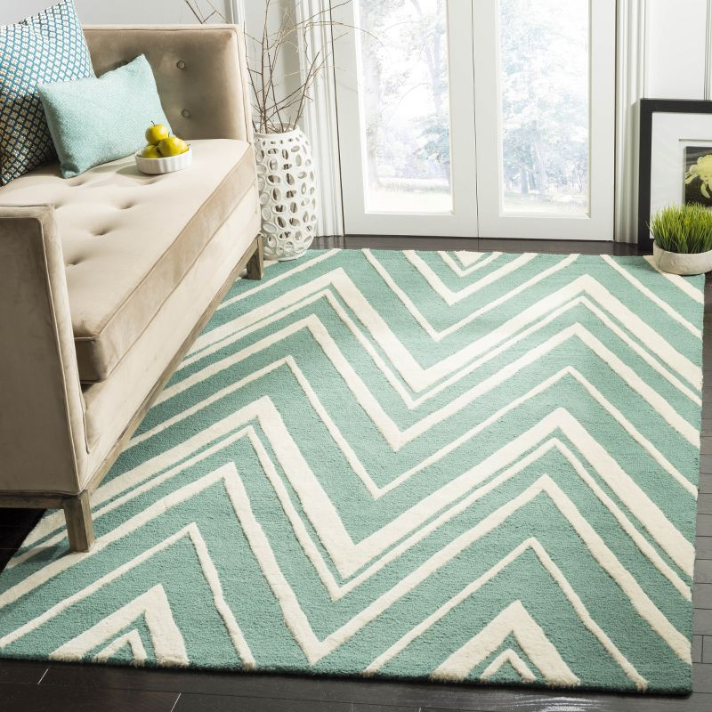 Cambridge CAM711 Tufted Indoor Accent Rug - Teal/Ivory - 3'x5' - Safavieh