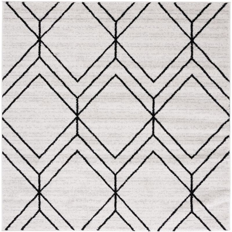 Adirondack ADR241 Machine Made Indoor Area Rug - Light Grey/Black - 4'x4' - Safavieh