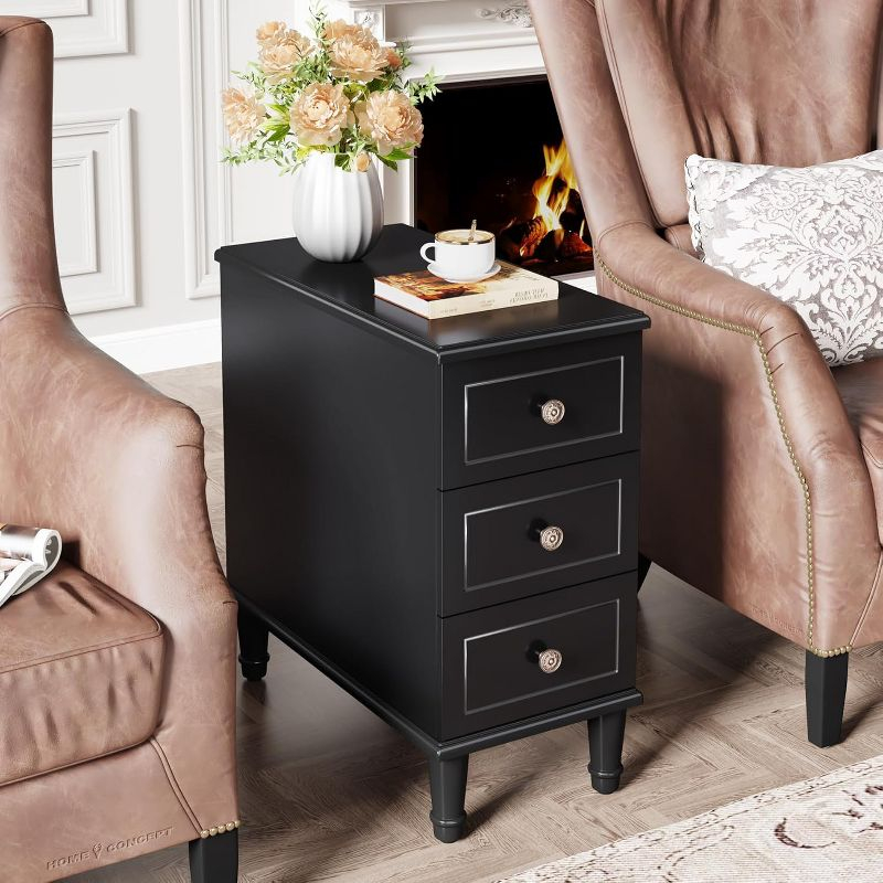 Tribesigns Solid Wood End Table with 3 Drawers