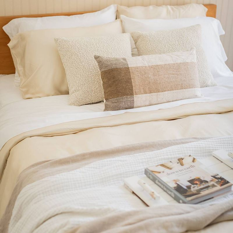 Eucalypso Standard 600 Thread Count Pillowcase Set Beige: Luxurious Sateen Weave, Soft Lyocell Fabric, Machine Washable