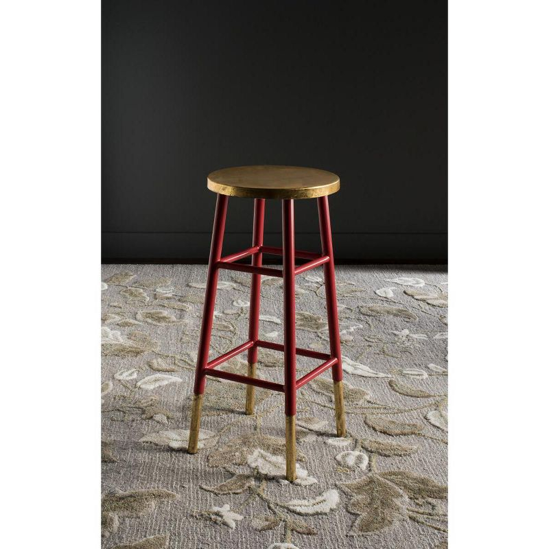 Emery Dipped Gold Leaf Bar Stool - FOX3230 - Red/Gold - Safavieh Couture
