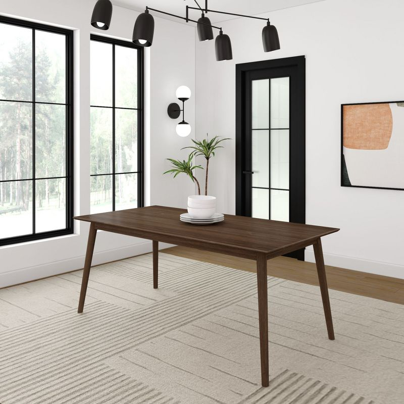 Plank+Beam 72" Mid Century Modern Dining Table, Solid Wood Kitchen & Dining Room Table for 6, Walnut