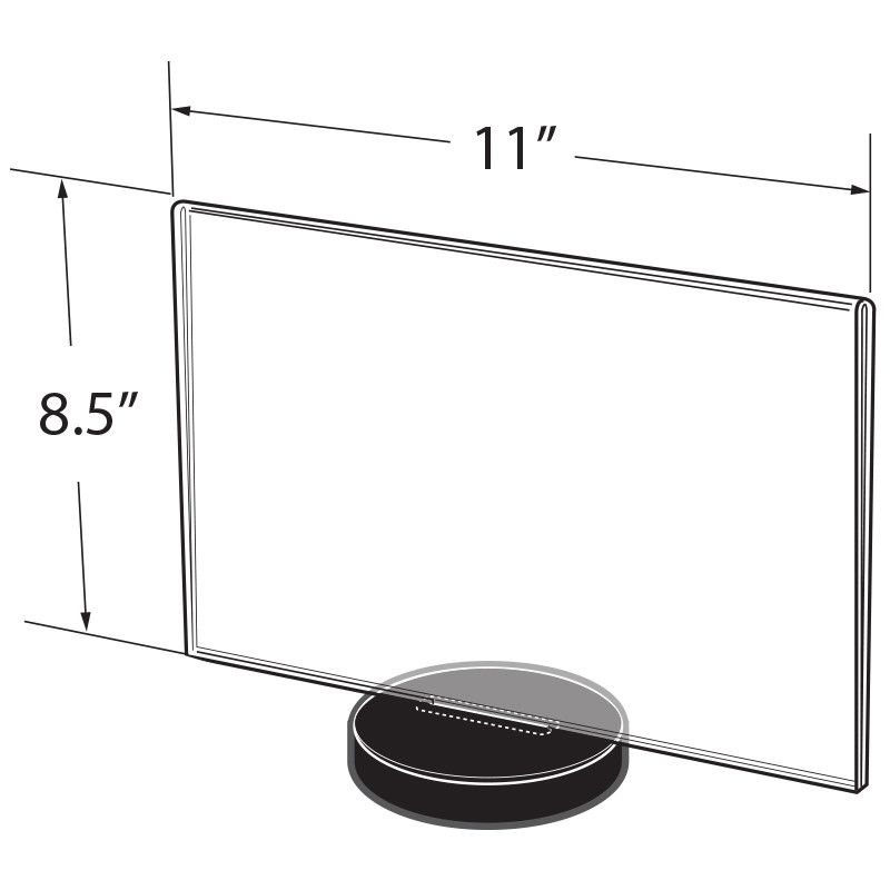 Azar Displays 11"W x 8.5"H Horizontal Frame on a Weighted Black Round Base, 10-Pack