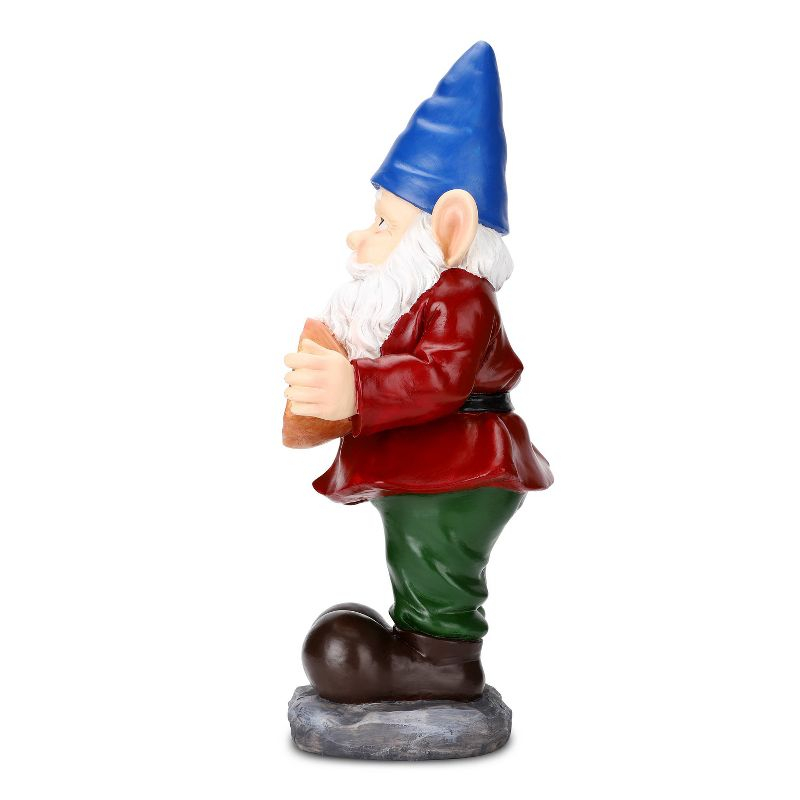 Techko Maid Resin/ABS Gnome Garden Statue: Waterproof, Hand Painted, Outdoor Decor with Solar Spotlight
