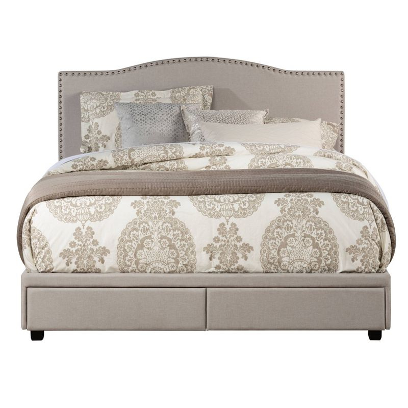 King Kiley Upholstered Storage Bed Gray - Hillsdale Furniture: Polyester, Foam-Filled, Wood Frame, Transitional Style
