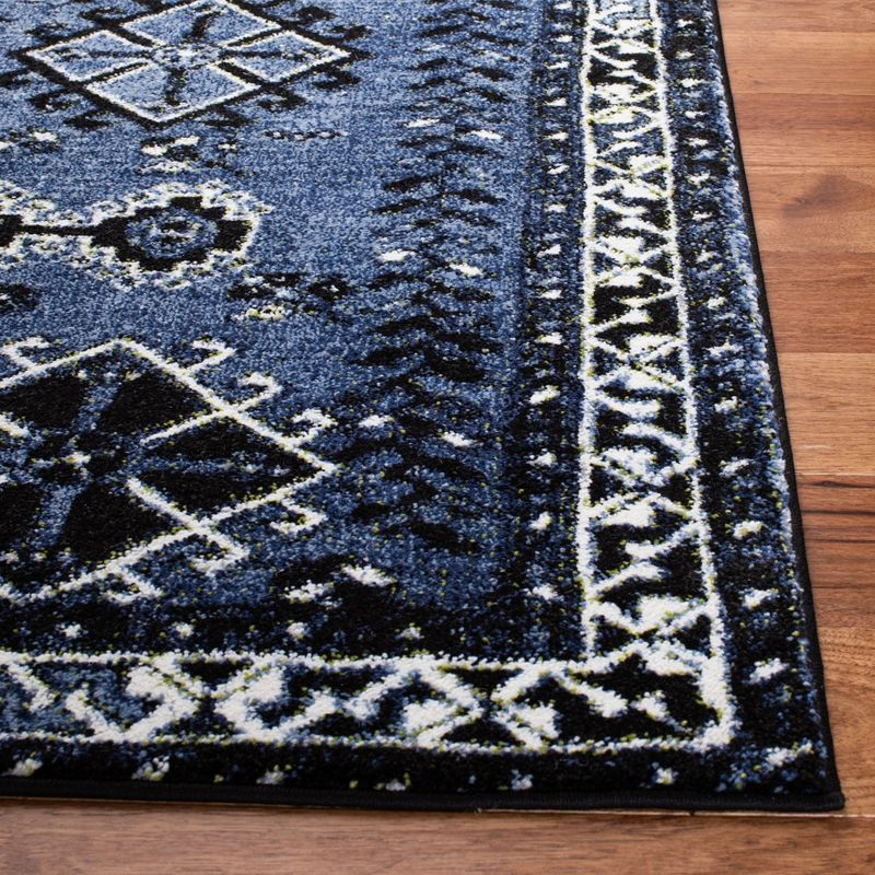 Vintage Hamadan VTH293 Power Loomed Area Rug - Blue/Black - 4'x6' - Safavieh.