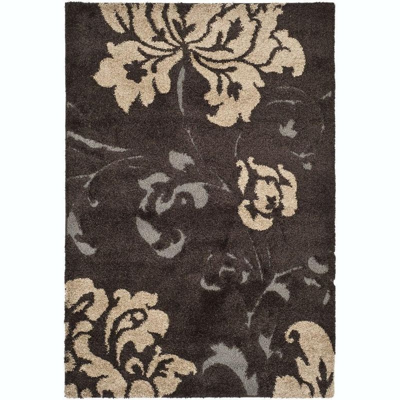 Florida Shag SG458 Power Loomed Indoor Area Rug - Dark Brown/Smoke - 6'x9' - Safavieh