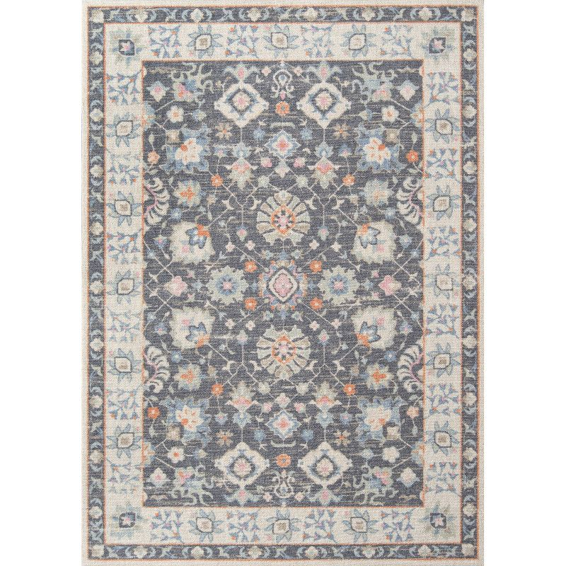 Momeni 3'3"x5' Anatolia Mae Medallion Machine Loomed Area Rug Charcoal Gray: Classic Pattern, Wool & Nylon, Low Pile