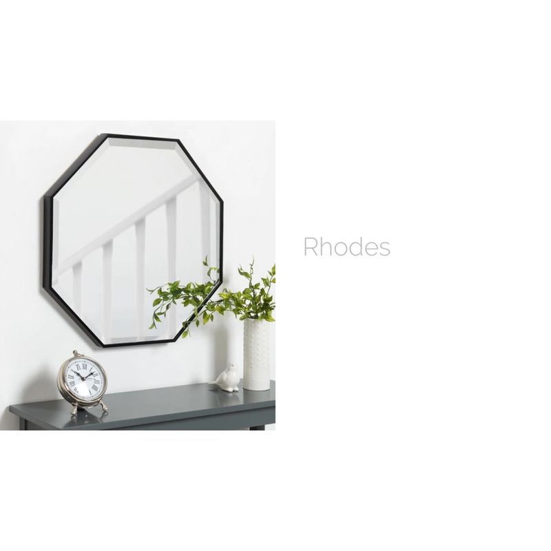 Kate & Laurel All Things Decor 28.7" x 28.7" Rhodes Octagon Wall Mirror Black : Modern, Beveled, Easy to Hang