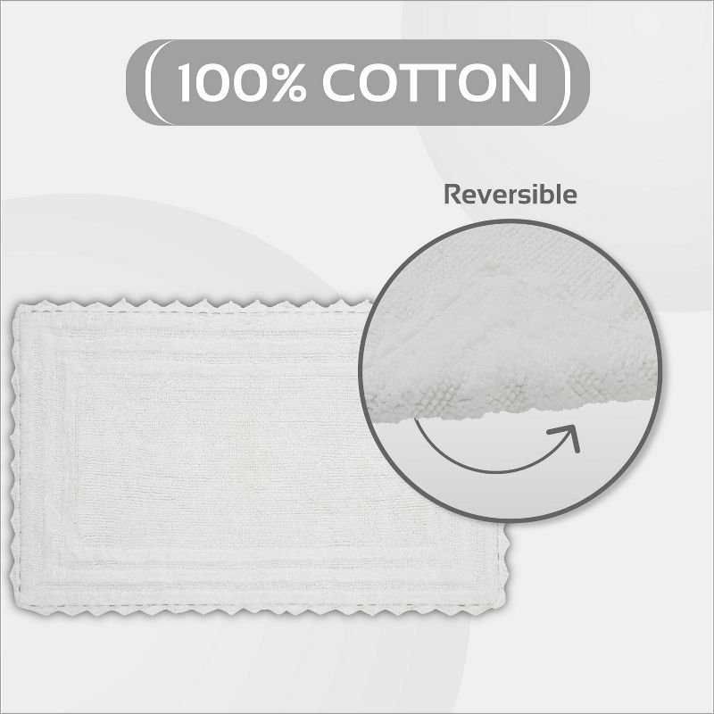 Better Trends Lilly Crochet 100% Cotton Tufted Reversible Bath Rug 21" x 34" Rectangle - White