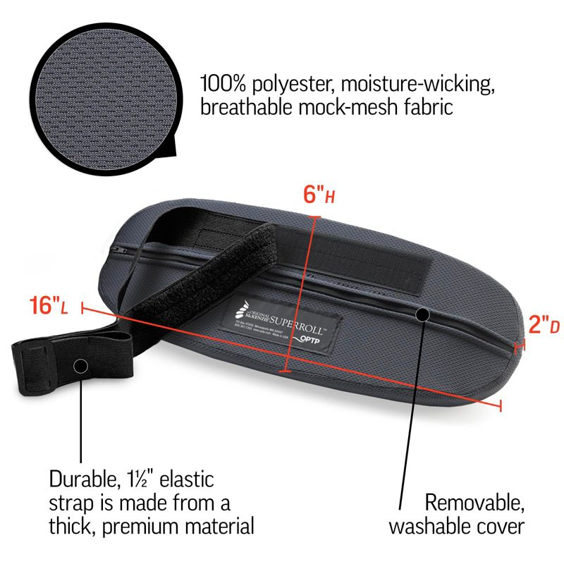 OPTP The Original McKenzie SuperRoll - USA-Made Low Back Lumbar Pillow for Office Chair Lumbar Support, Car Back Support Seat Cushions and Travel