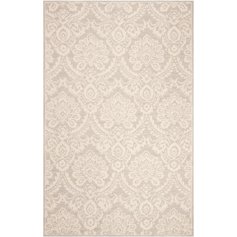 Blossom BLM106 Hand Tufted Indoor Area Rug - Silver/Ivory - 5'x8' - Safavieh
