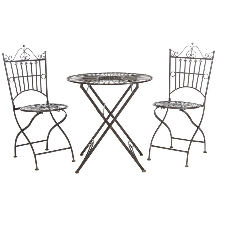 Belen Bistro Set, One Table And Two Chairs - Outdoor - PAT5020 - Unearthed Rust - Safavieh