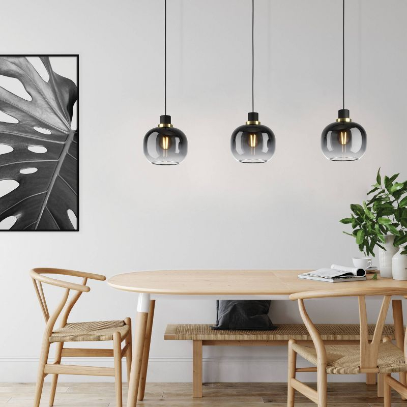 EGLO 1-Light Oilella Pendant Structured Black Finish with Vaporized Black Glass Shade: Vintage-Inspired, Adjustable Cord