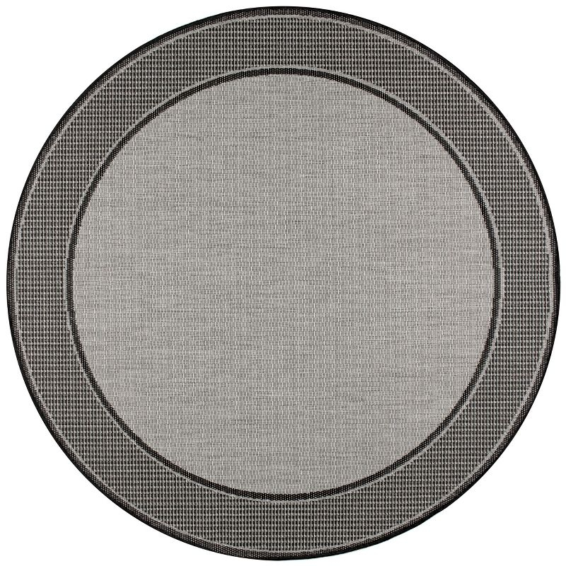 Nuloom Gris Bordered 6 Round Indoor/Outdoor Area Rug for Living Room Patio Deck Front Porch Kitchen, Grey/Black