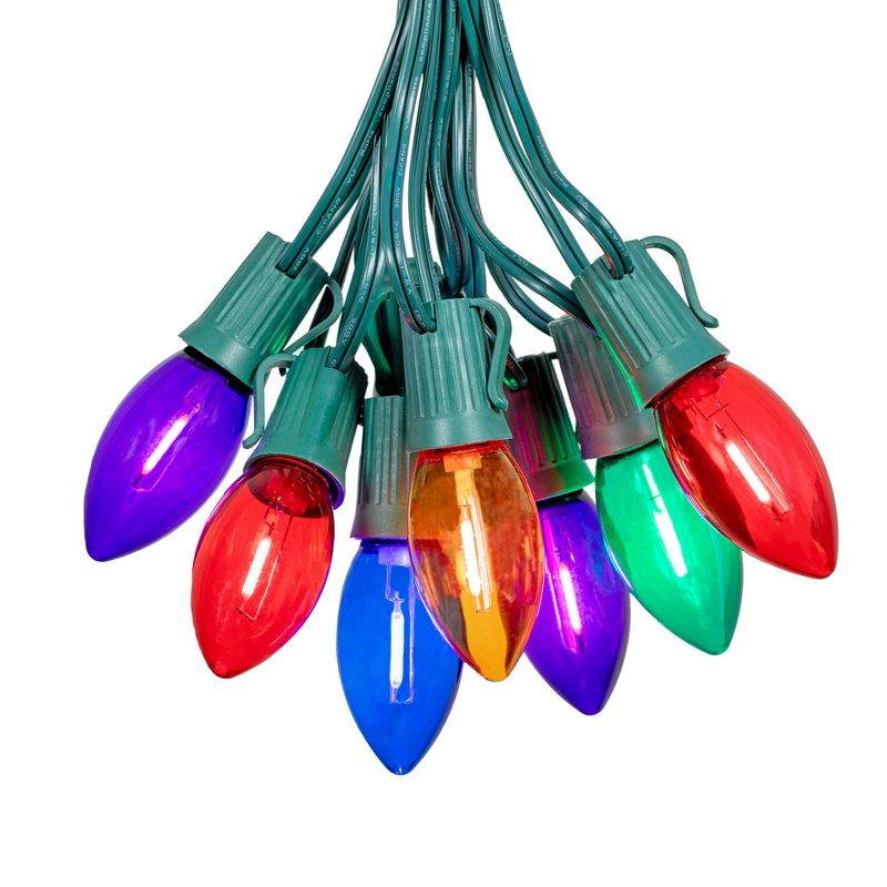 Novelty Lights C9 LED Christmas Multicolor Smooth Plastic Light Set, Green Wire (25 Bulbs, 25 Feet)