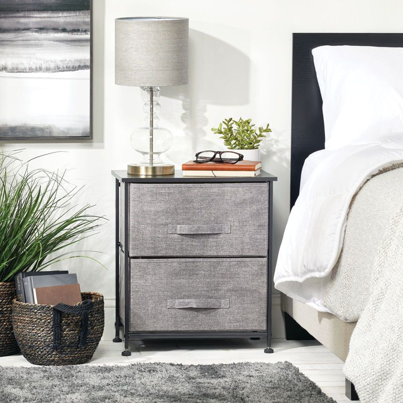 mDesign Night Stand End Table Storage Tower with 2 Drawers - Black/Graphite Gray