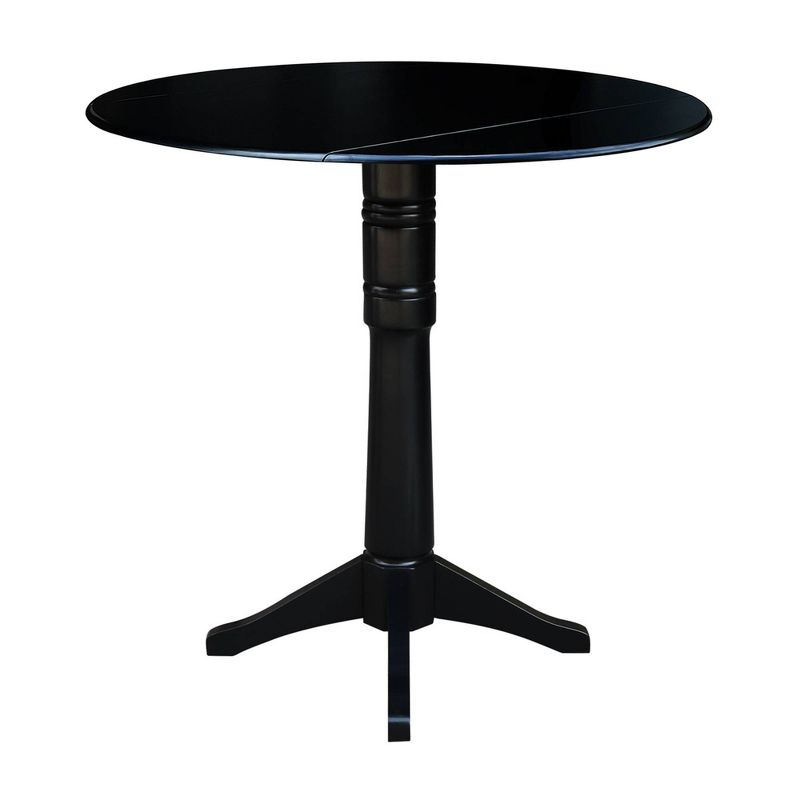 42.3" Sandon Bar Height Round Dual Drop Leaf Dining Table Black - International Concepts