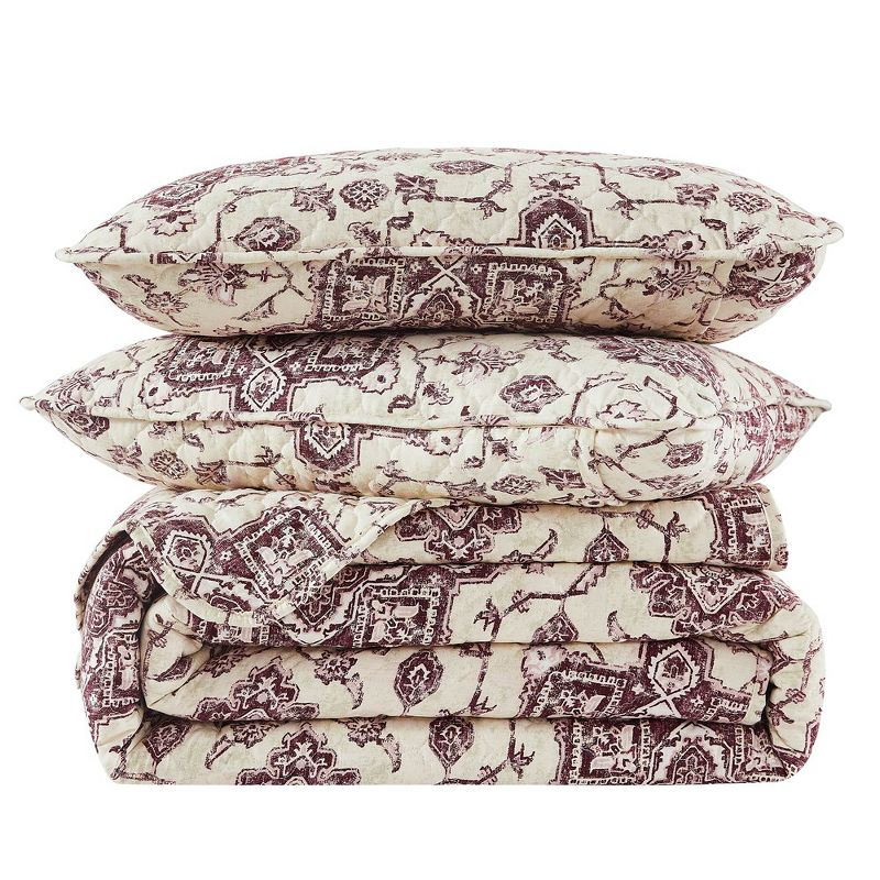 Southshore Fine Living Oversized Persia Lightweight 3-Piece Quilt Set Eggplant Full / Queen