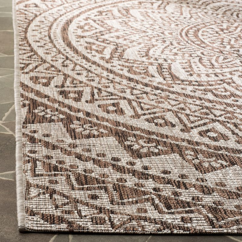 Courtyard CY8734 Power Loomed Indoor and Outdoor Area Rug - Light Beige/Light Brown - 5'3"x5'3" - Safavieh