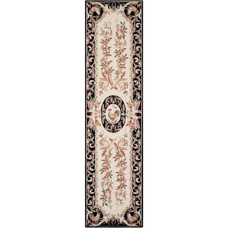 Chelsea HK48 Hand Hooked Runner Rug - Ivory/Black - 2'6"x10' - Safavieh.