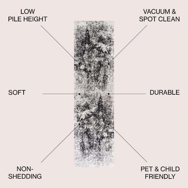 2'x8' Dune Modern Abstract Area Rug, Cream/Gray - JONATHAN Y