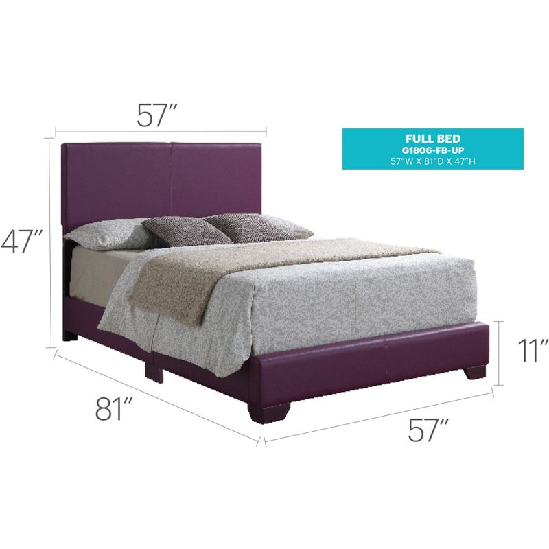 Passion Furniture Aaron Purple Upholstered Full Panel Bed